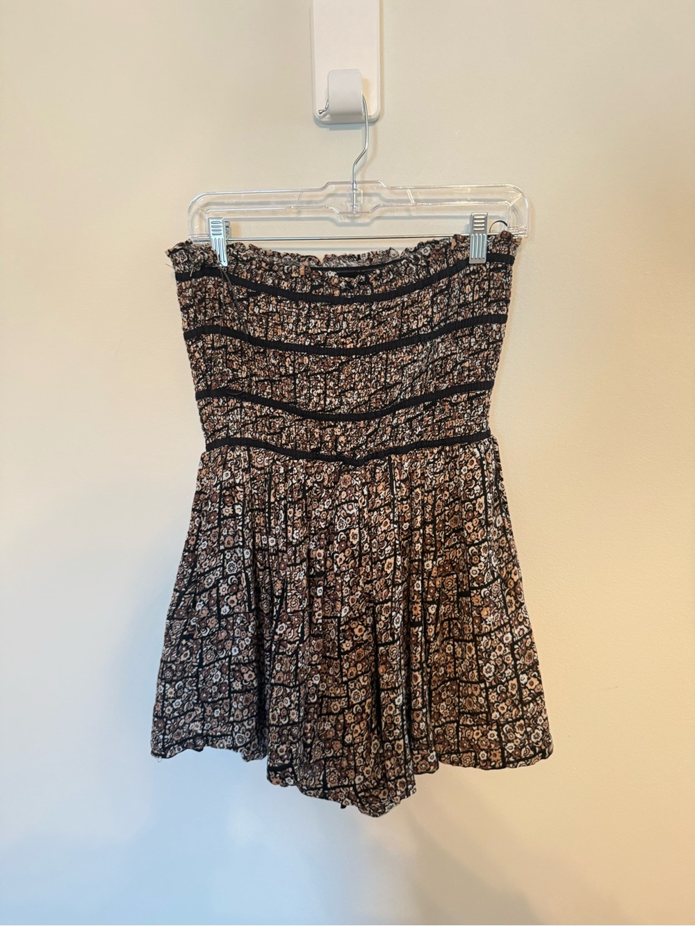 Free People Bali Checked Out Smocked Bohemian Printed Romper Cotton NWT Sz Small - Picture 8 of 8
